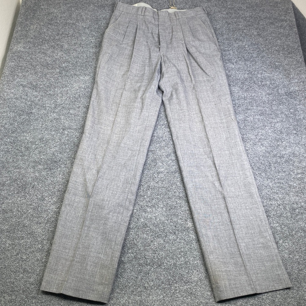 Givenchy Monsieur Mens Vintage Pleated Dress Pants Grey Wool Blend Made Canada